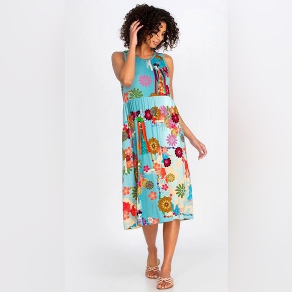 Johnny Was Dresses & Skirts - Johnny Was Kingyo Easy Fit Tank Dress Resort Boho Artsy Sundress Coastal Medium